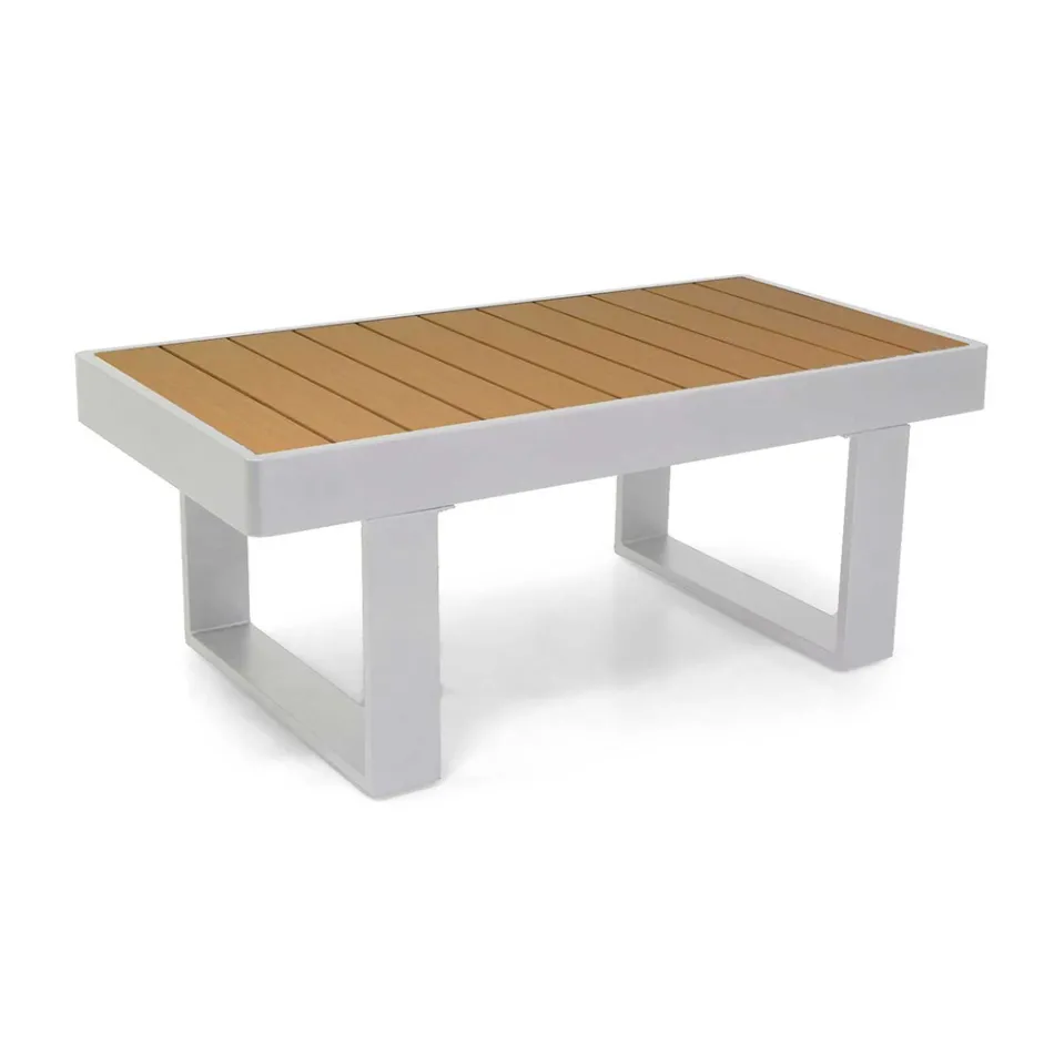 Lounge în aer liber realizat din aluminiu și brațe din lemn de poliester - City Viadurini