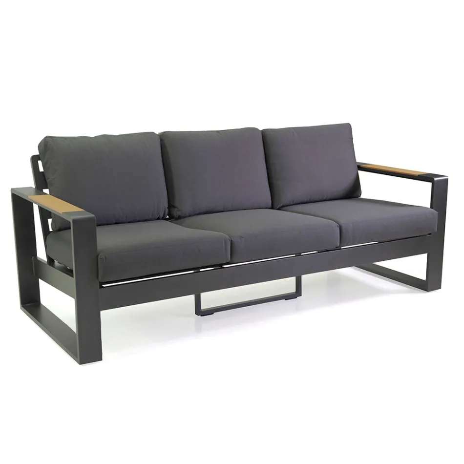 Lounge în aer liber realizat din aluminiu și brațe din lemn de poliester - City Viadurini