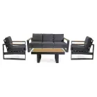 Lounge în aer liber realizat din aluminiu și brațe din lemn de poliester - City Viadurini