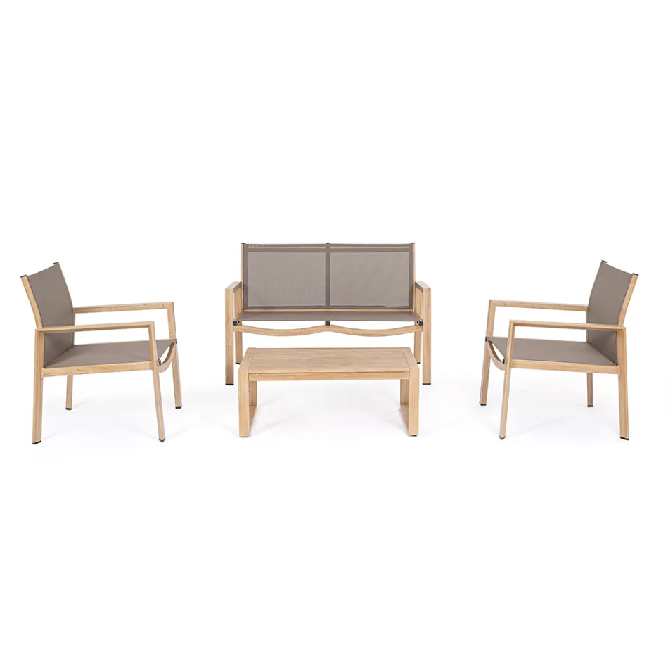 Salon de grădină cu 1 canapea, 2 fotolii și 1 măsuță de cafea - Plan Viadurini