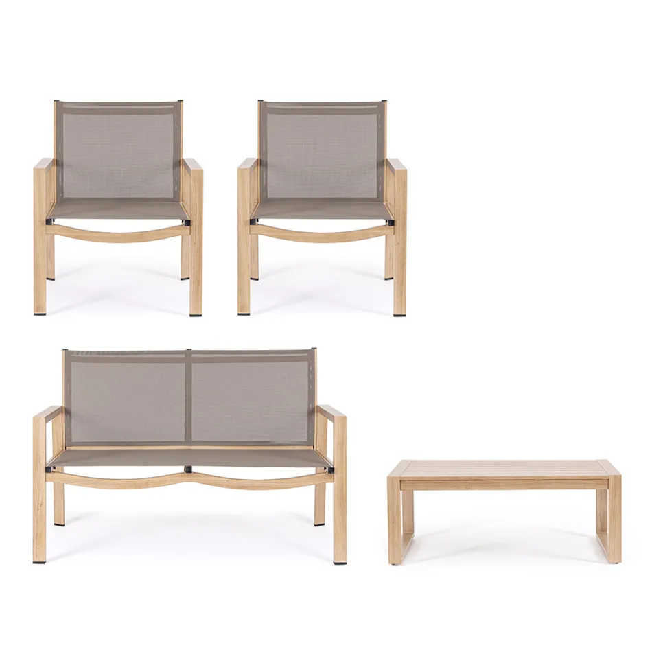 Salon de grădină cu 1 canapea, 2 fotolii și 1 măsuță de cafea - Plan Viadurini