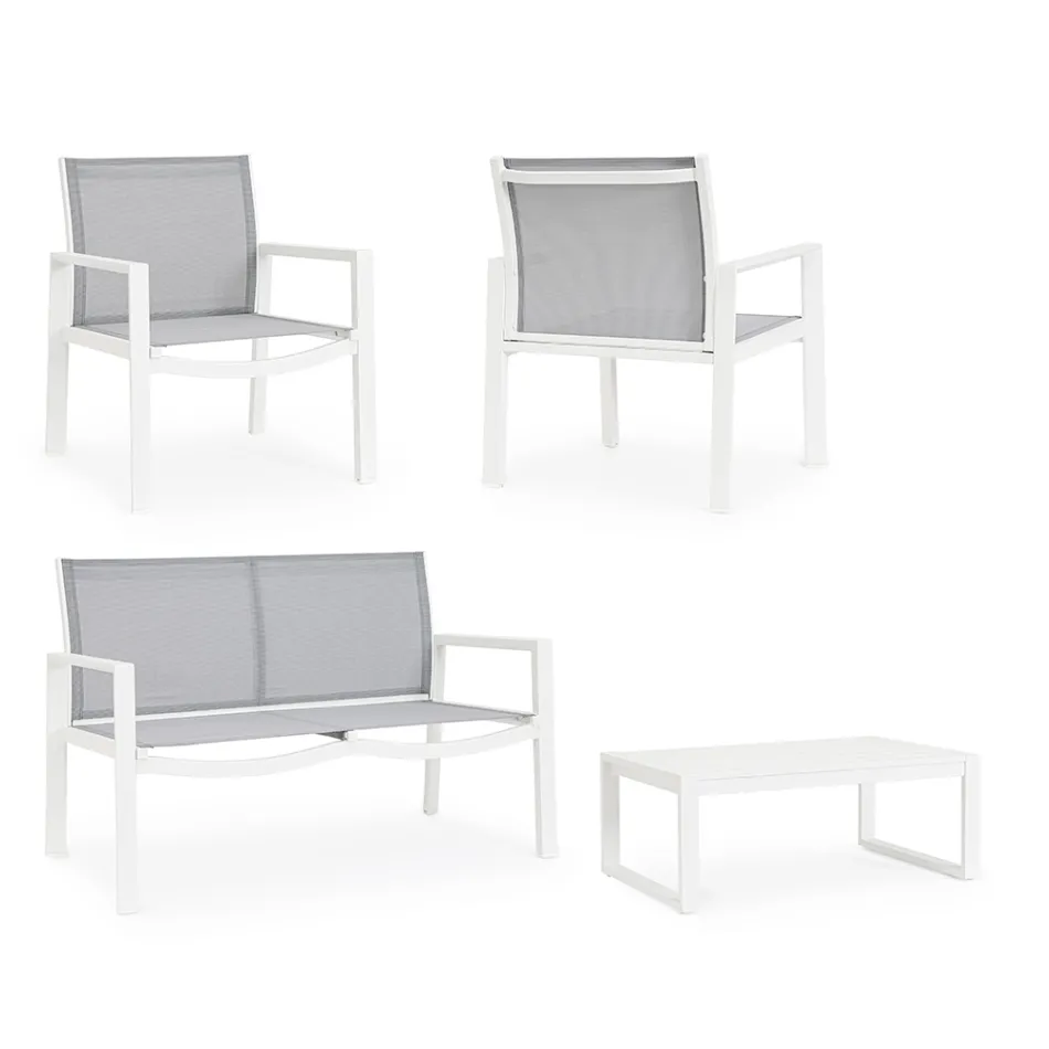 Salon de grădină cu 1 canapea, 2 fotolii și 1 măsuță de cafea - Plan Viadurini