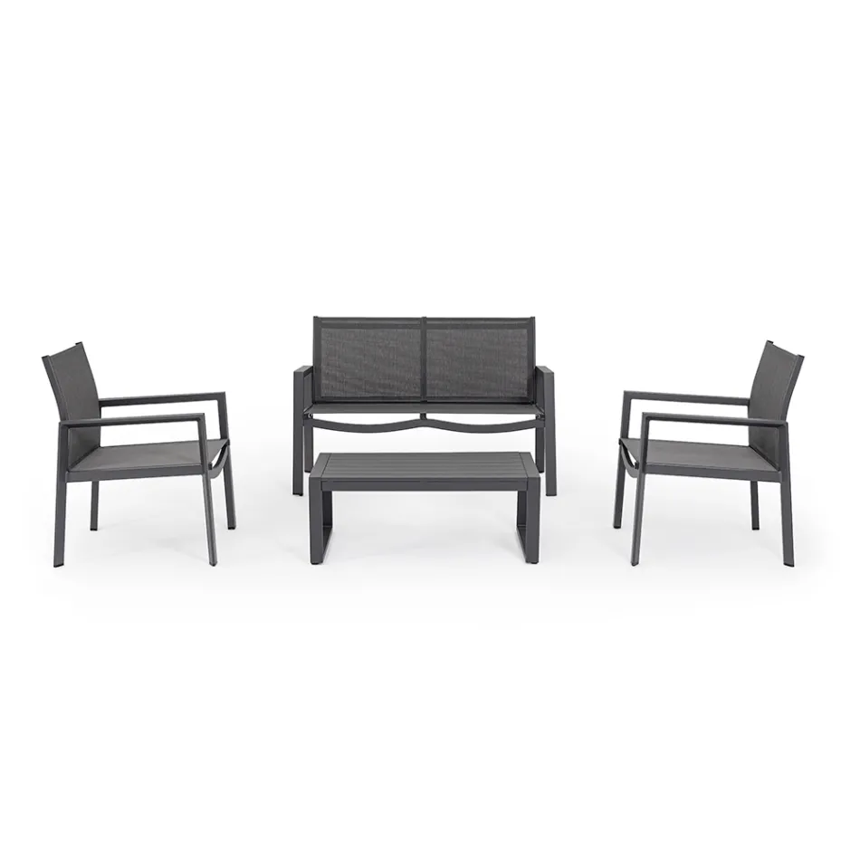 Salon de grădină cu 1 canapea, 2 fotolii și 1 măsuță de cafea - Plan Viadurini