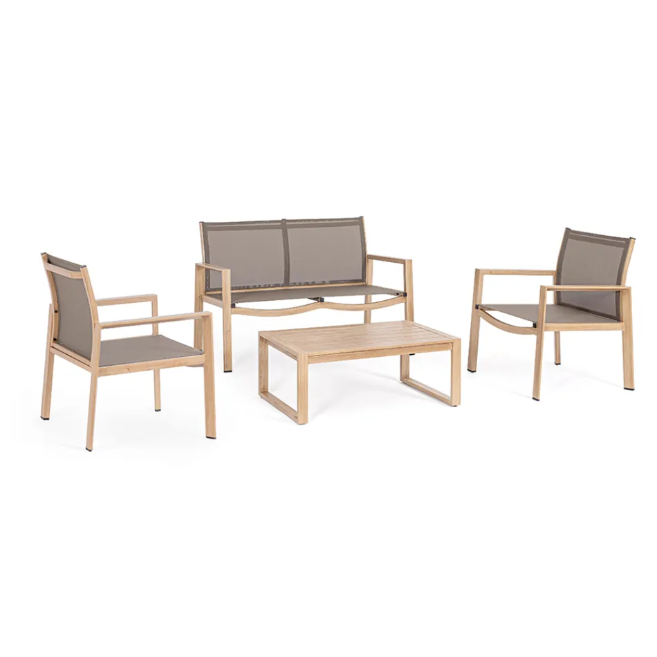 Salon de grădină cu 1 canapea, 2 fotolii și 1 măsuță de cafea - Plan Viadurini