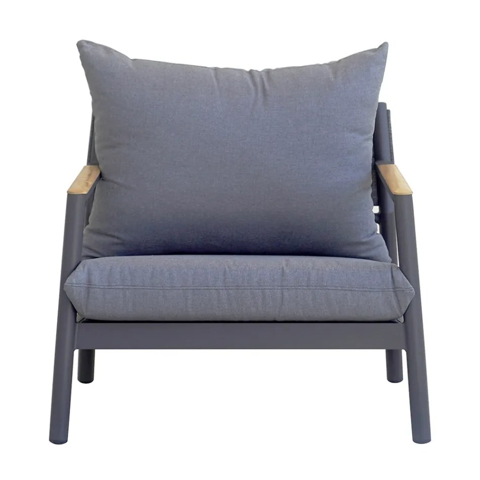 Garden Lounge cu 2 Fotolii, 1 Canapea și 1 Masă din Aluminiu - Minni Viadurini