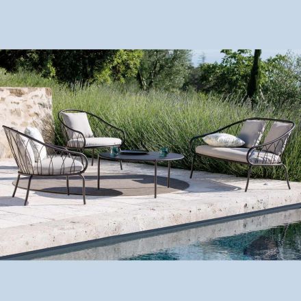 Lounge de grădină cu 2 fotolii și 1 canapea de 2 locuri Made in Italy - Fontana Viadurini
