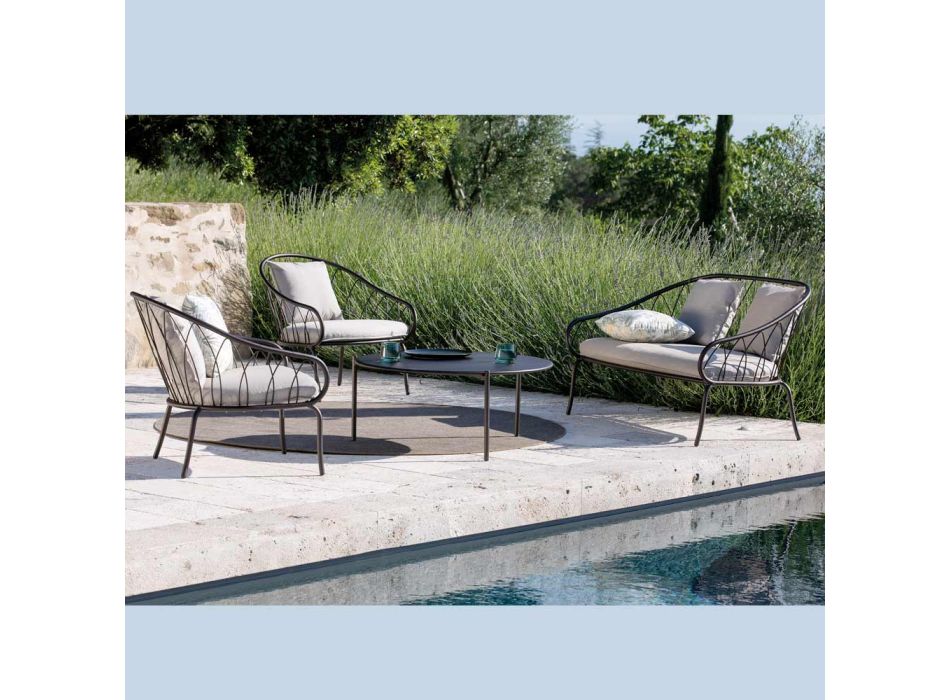 Lounge de grădină cu 2 fotolii și 1 canapea de 2 locuri Made in Italy - Fontana Viadurini