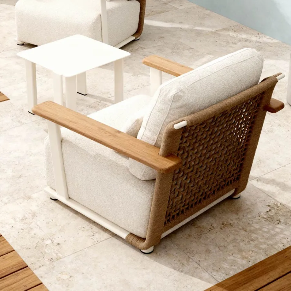 Salon de grădină cu canapea, 2 fotolii și măsuță de cafea - Montorio Viadurini