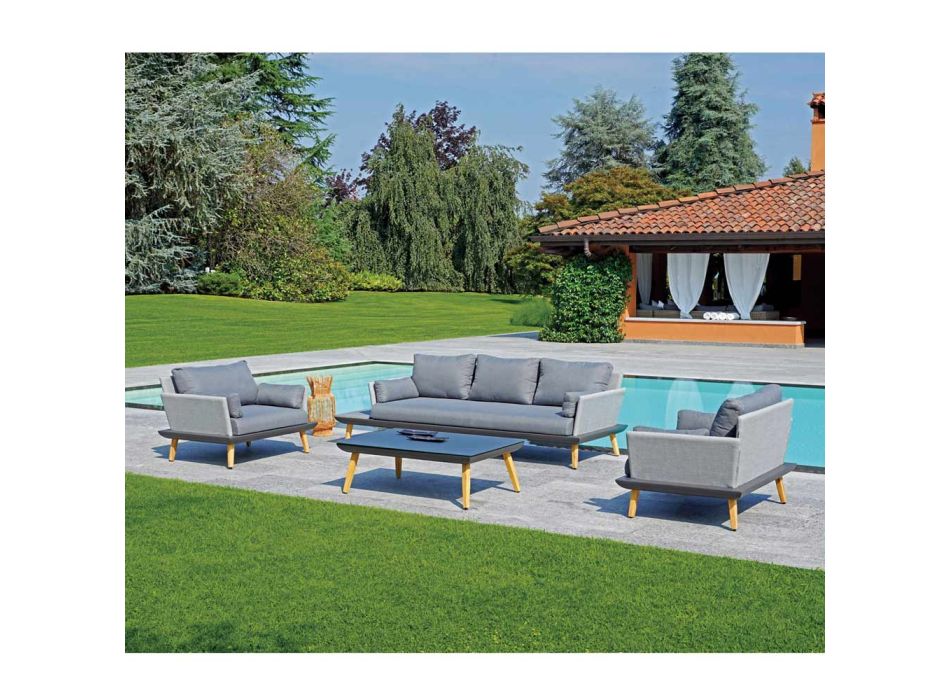 Lounge de grădină cu structură din aluminiu gri antracit - Fouquer Viadurini