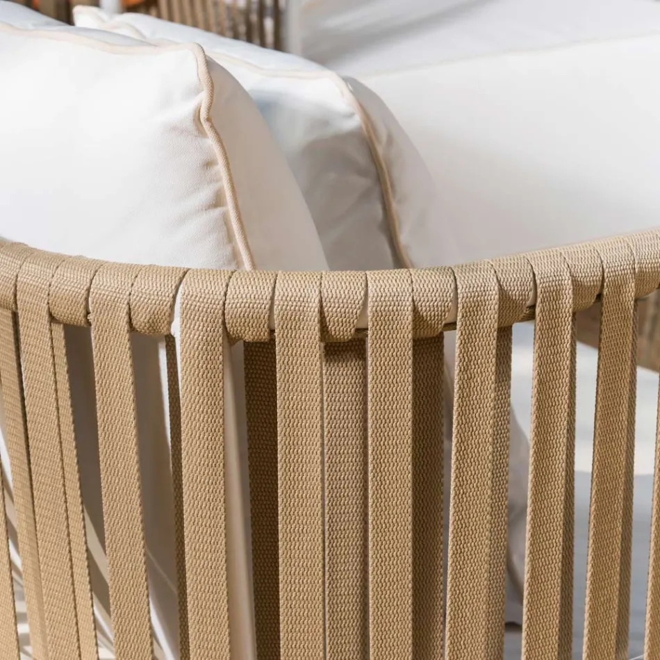 Garden Lounge din aluminiu alb si stofa - Eugene Viadurini