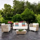 Garden Lounge din aluminiu alb si stofa - Eugene Viadurini