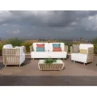 Garden Lounge din aluminiu alb si stofa - Eugene Viadurini