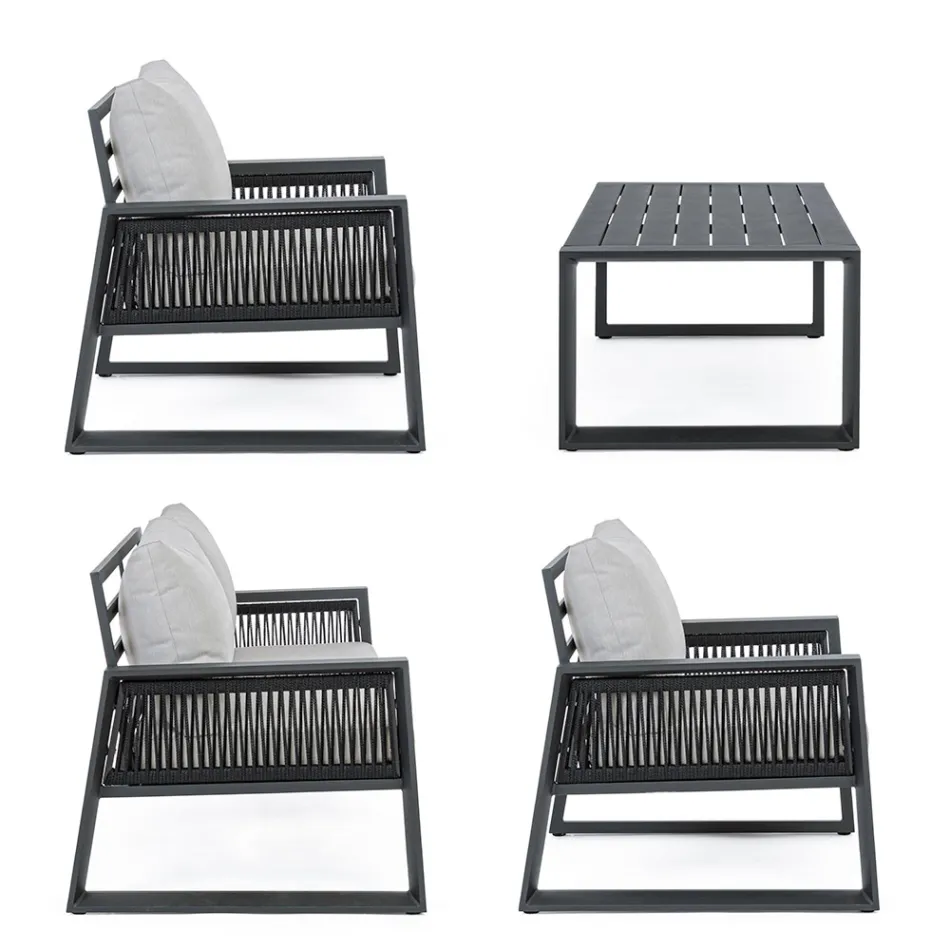 Garden Lounge cu design alb sau negru din aluminiu - Ploaia de lapte Viadurini