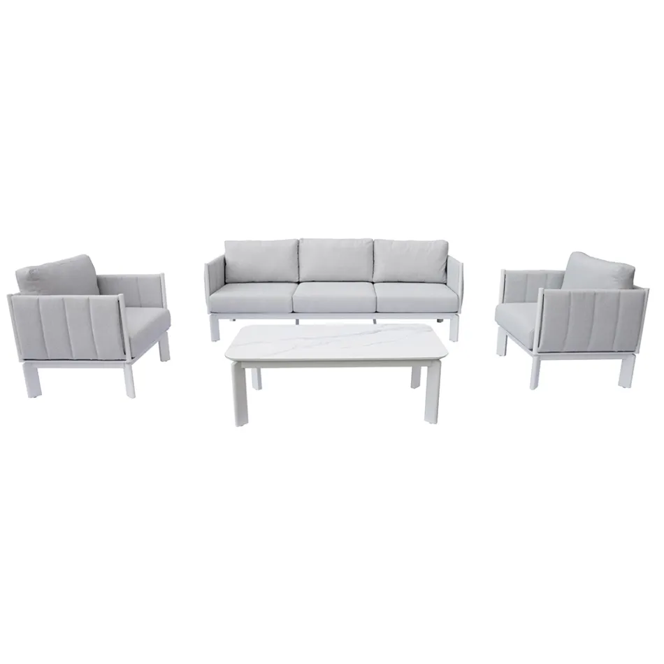 Set de mobilier de grădină tapițat cu aluminiu și material textil cu perne - Vetra Viadurini
