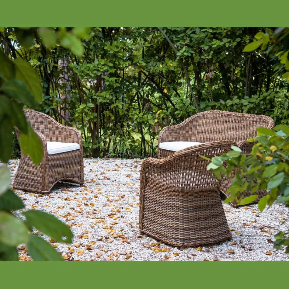 Salon de gradina din Aluminiu si Tesut Polyrattan - Melina Viadurini