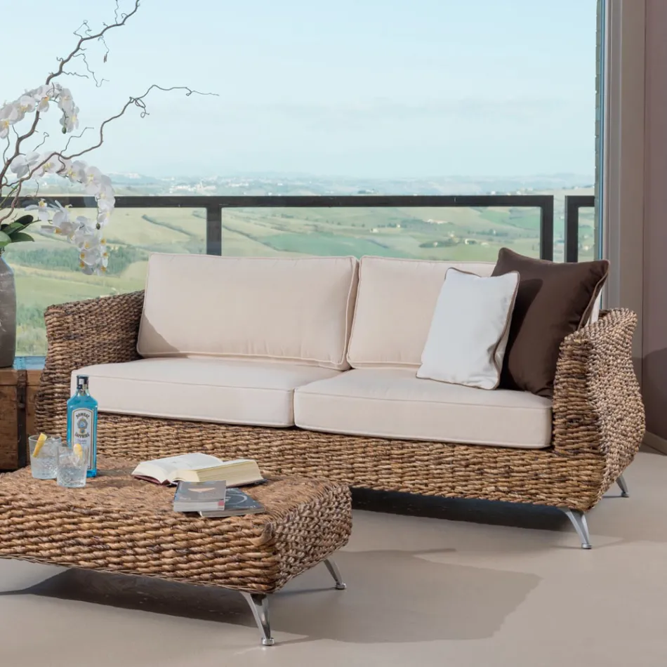 Garden Lounge in Banana Weaving cu Perne - Legolas Viadurini