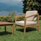 Set de mobilier de grădină din tec FSC cu perne ecru - Caresa Viadurini