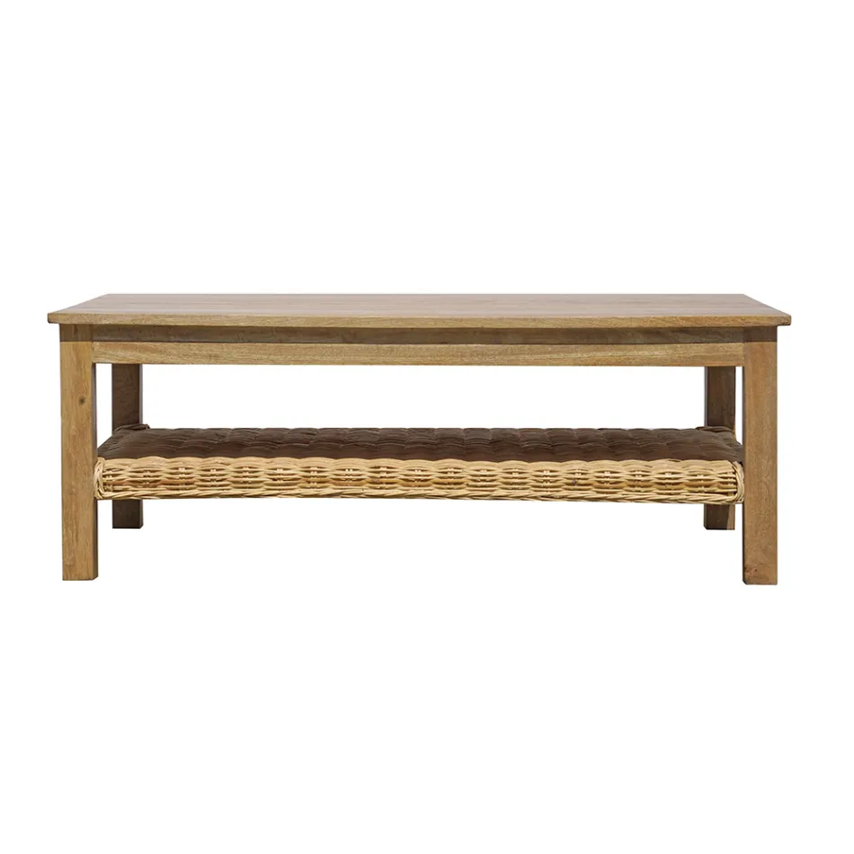 Set de mobilier de grădină din lemn cu ratan și perne detașabile - Silvara Viadurini