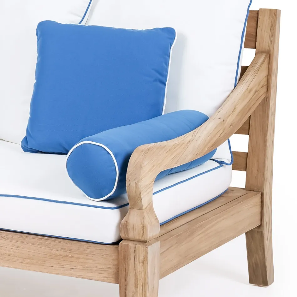 Set lounge de grădină din lemn de tec natural periat - Artes Viadurini