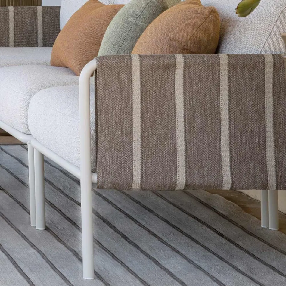 Salon de grădină din metal galvanizat și perne din țesătură - Sognando Viadurini