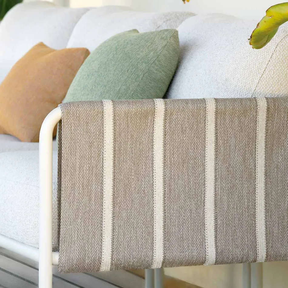 Salon de grădină din metal galvanizat și perne din țesătură - Sognando Viadurini