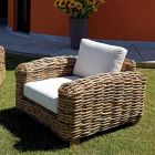 Lounge de grădină din ratan cu măsuță de cafea și perne din lemn - Hugues Viadurini