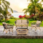 Set lounge de gradina din ratan natural cu perne incluse - Catelyn Viadurini