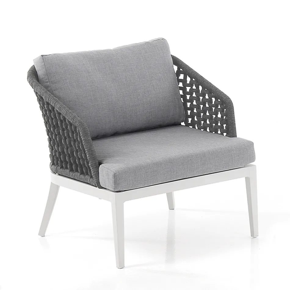 Living interior și exterior cu 2 fotolii, 1 canapea și 1 măsuță de cafea - Sortir Viadurini