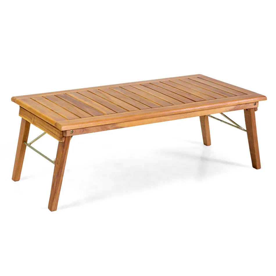 Cameră de zi în lemn de salcâm uleiat, culoare naturală și țesătură - Bottega Viadurini