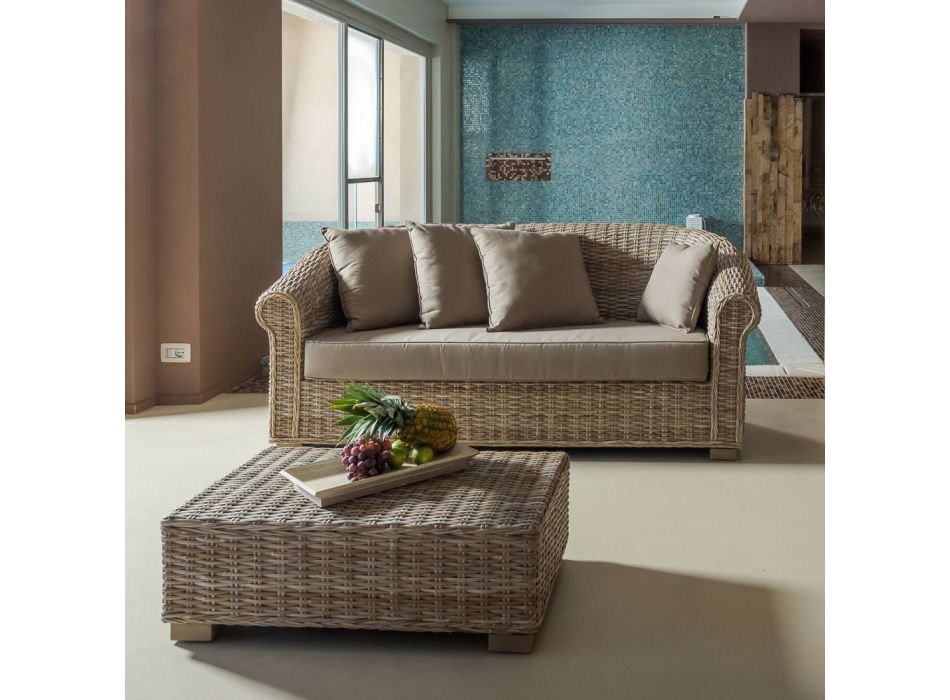 Lounge de exterior din fibra naturala Kubù cu perne - Isildur Viadurini
