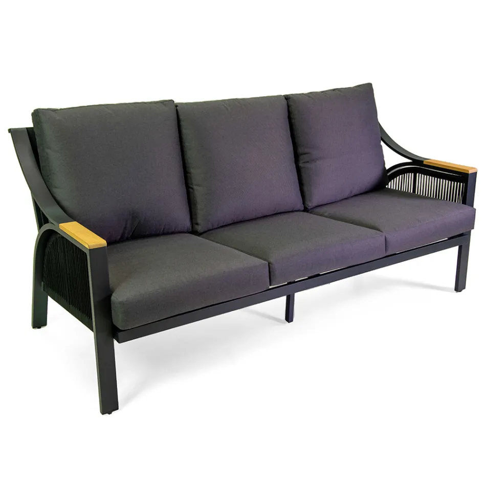 Camera de zi din aluminiu cu brațe din tec brazilian - Jurnal Viadurini