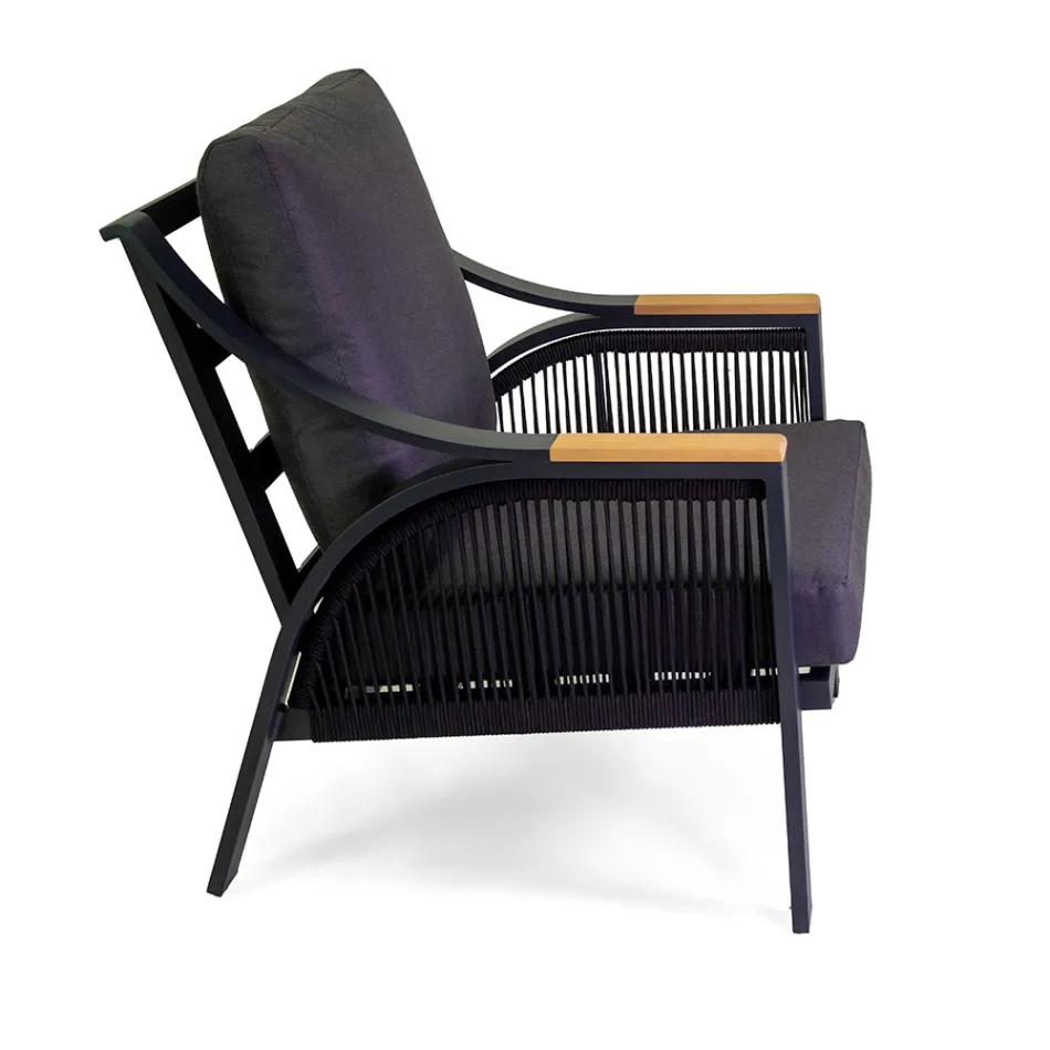 Camera de zi din aluminiu cu brațe din tec brazilian - Jurnal Viadurini