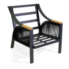 Camera de zi din aluminiu cu brațe din tec brazilian - Jurnal Viadurini