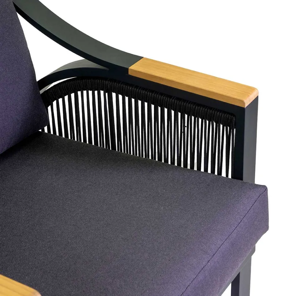 Camera de zi din aluminiu cu brațe din tec brazilian - Jurnal Viadurini