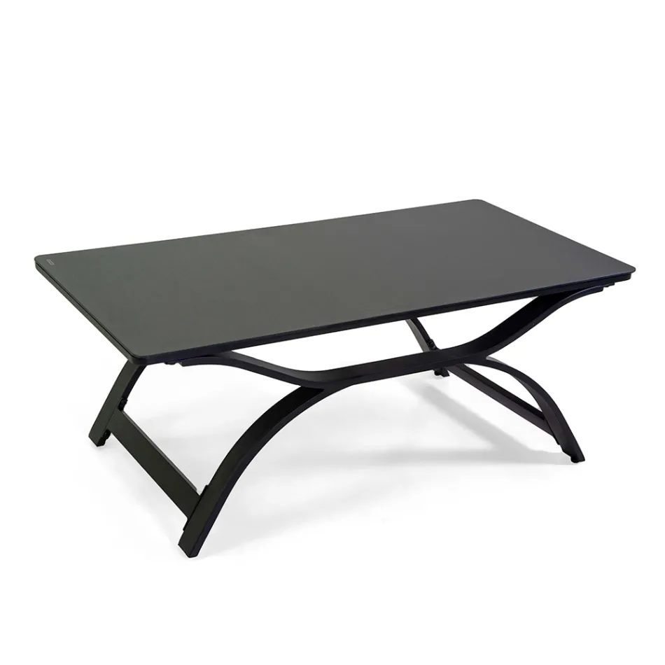 Camera de zi din aluminiu cu brațe din tec brazilian - Jurnal Viadurini