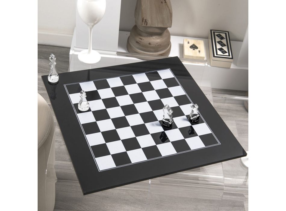 Tabla de șah modernă din plexiglas alb sau negru, fabricată în Italia - Checkmate Viadurini