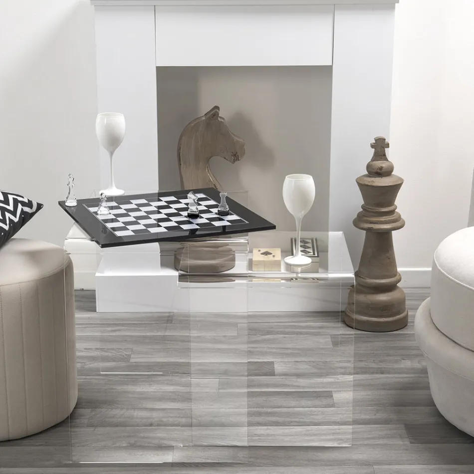 Tabla de șah modernă din plexiglas alb sau negru, fabricată în Italia - Checkmate Viadurini