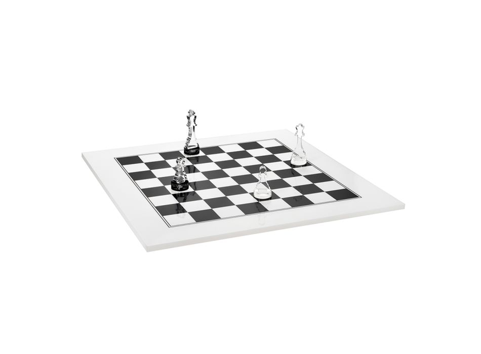Tabla de șah modernă din plexiglas alb sau negru, fabricată în Italia - Checkmate Viadurini