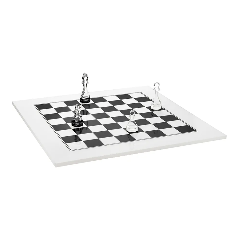 Tabla de șah modernă din plexiglas alb sau negru, fabricată în Italia - Checkmate Viadurini