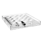 Tablă de șah transparentă din plexiglas cu sertar, fabricată în Italia - Miriam Viadurini