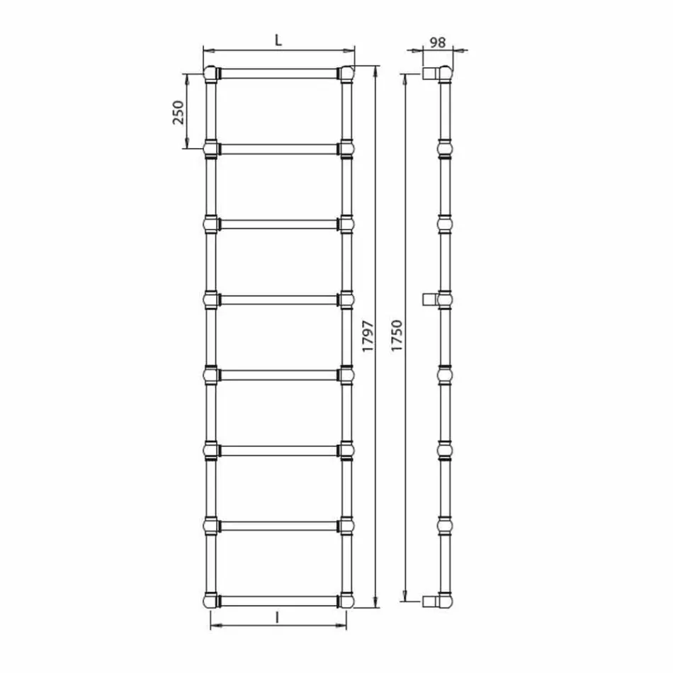 Încălzitor de prosoape modular hidraulic Tub de alamă Aur 311 W - Cezar Viadurini
