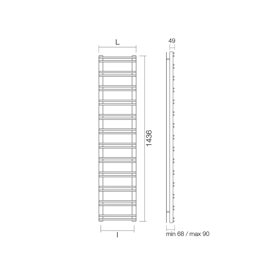 Încălzitor de prosoape cu sistem mixt din oțel carbon - pralină Viadurini