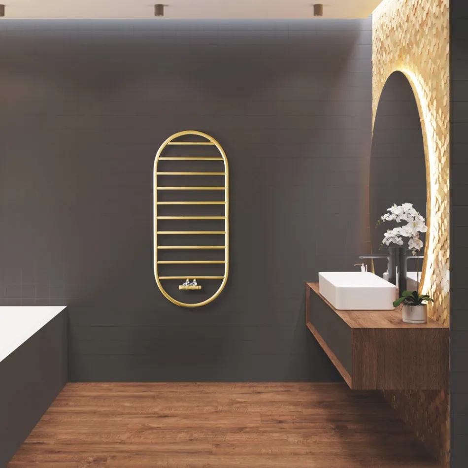 Încălzitor de prosoape cu design „Tutto Tondo Slim” din oțel Fabricat în Italia - Neted Viadurini