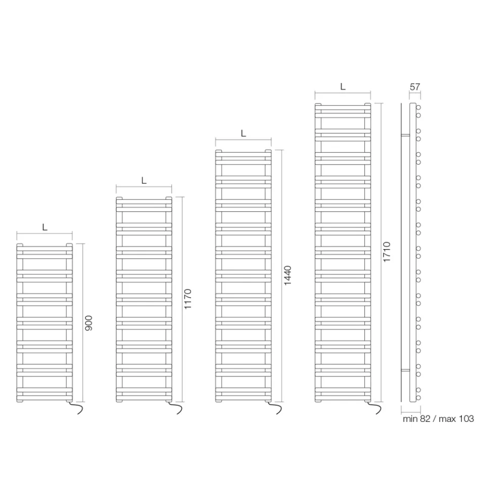 Încălzitor electric de prosoape cu elemente orizontale fabricat în Italia - Amaretti Viadurini