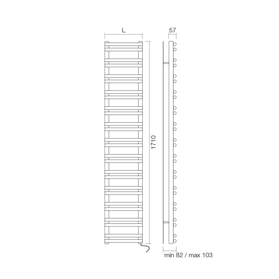 Încălzitor electric pentru prosoape cu elemente orizontale Made in Italy - Amaretti Viadurini
