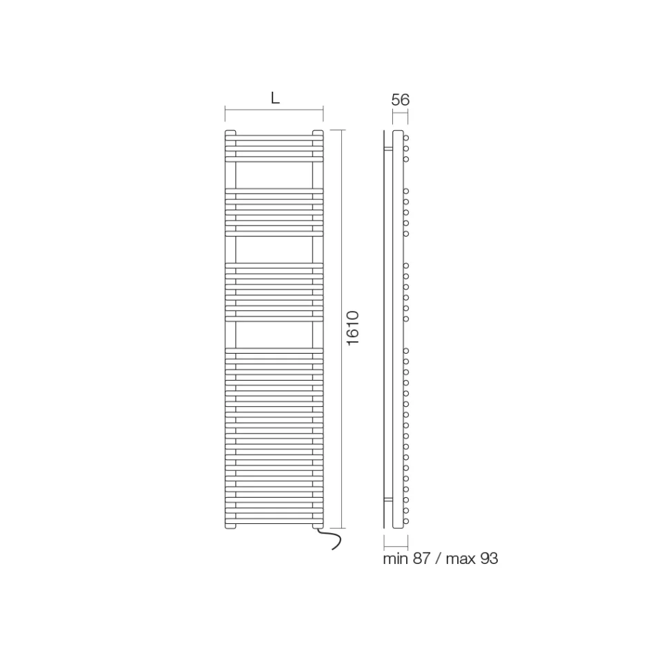 Încălzitor electric pentru prosoape cu finisaj satinat din oțel Fabricat în Italia - Peel Viadurini