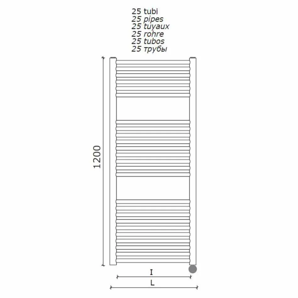 Încălzitor electric de prosoape pentru baie Design vertical în oțel 300 W - Italo Viadurini