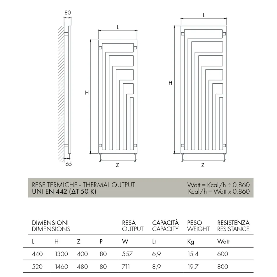 Încălzitor hidraulic pentru prosoape din oțel cu design modern Made in Italy - Potentia Viadurini