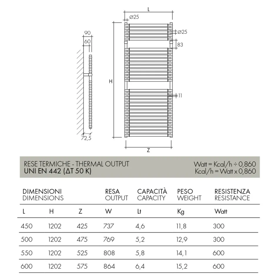 Încălzitor hidraulic pentru prosoape din Oțel Cromat și Finisaj Auriu Fabricat în Italia - Laura Viadurini