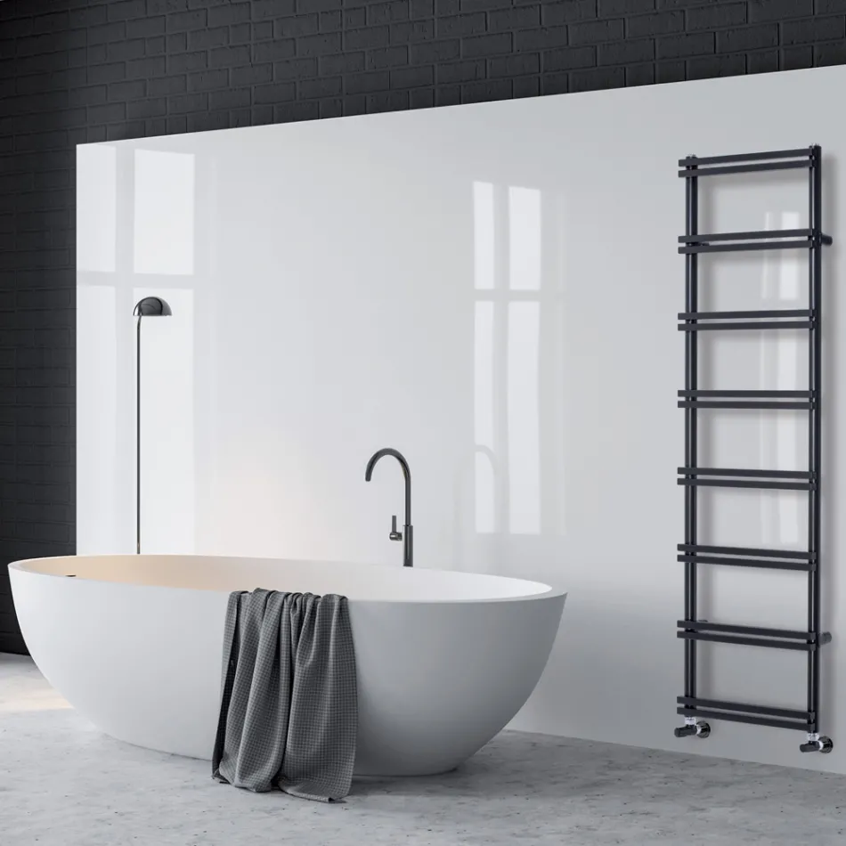 Încălzitor de prosoape mixt cu colectoare verticale Made in Italy - Ghimbir Viadurini